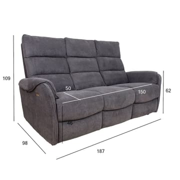 Reclinersofa Mörvik 3-seter med elektrisk mekanisme - blågrå - Møbler - Sofaer - Reclinersofaer - 3 seters kinosofa & reclinersofa