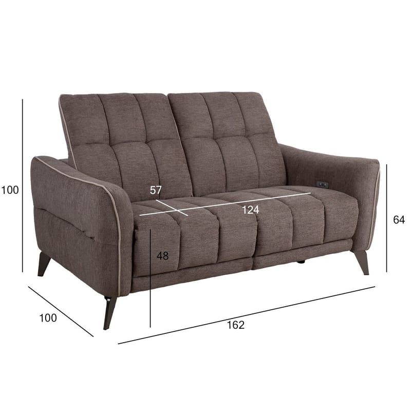 Reclinersofa Nordan 2-seter elektrisk - lys brun med beige kantsøm - Møbler - Sofaer - Reclinersofaer - 2 seters kinosofa & reclinersofa