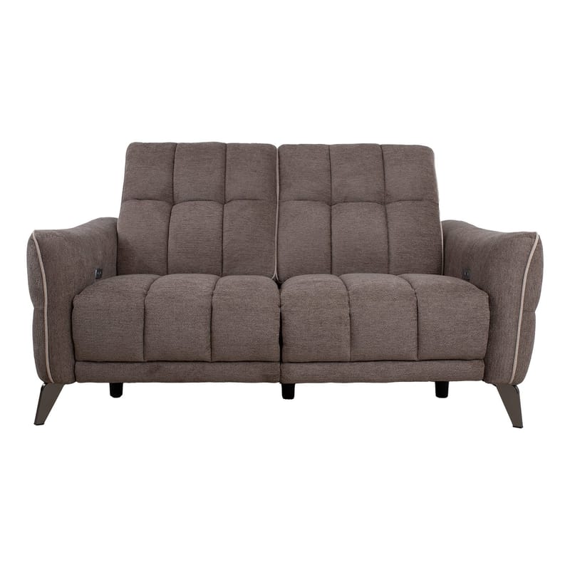 Reclinersofa Nordan 2-seter elektrisk - lys brun med beige kantsøm - Møbler - Sofaer - Reclinersofaer - 2 seters kinosofa & reclinersofa