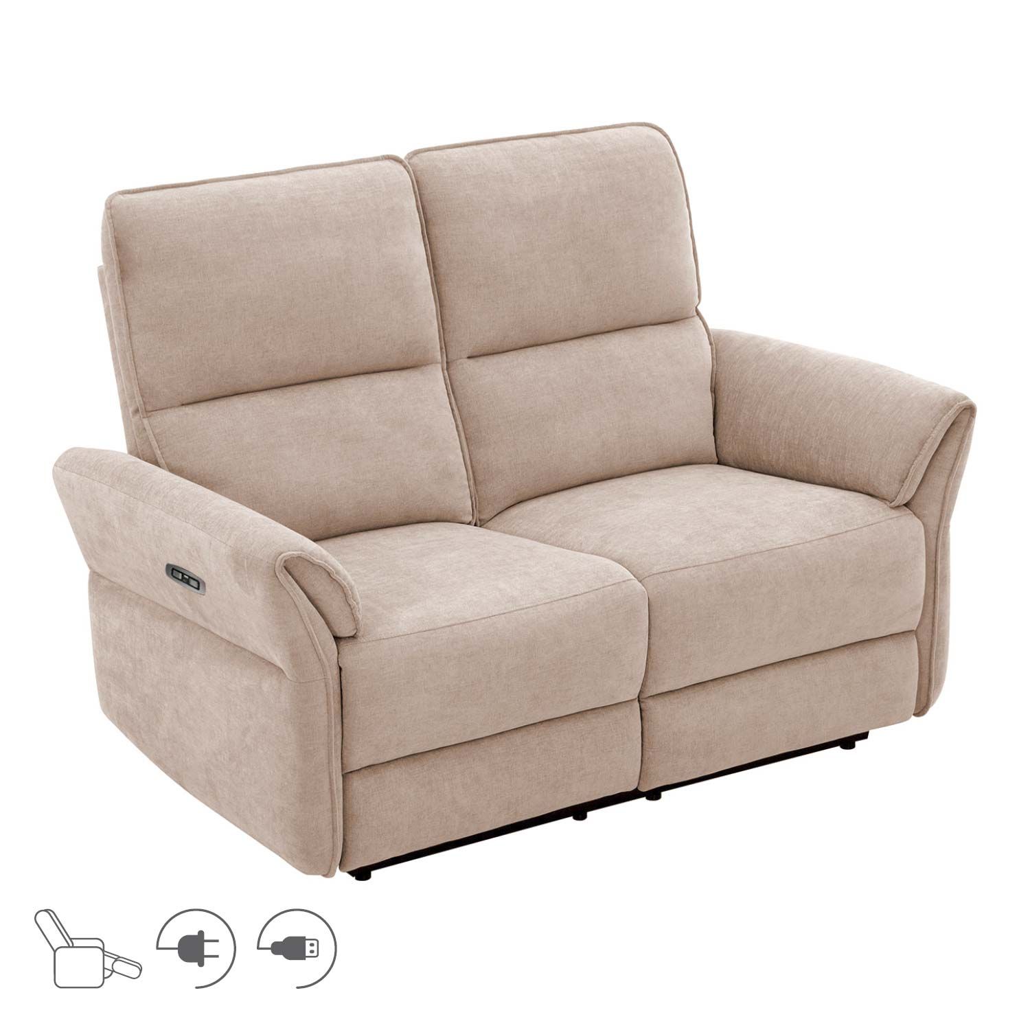 Reclinersofa Ravdal 2-seter med elektrisk mekanisme - lysebrun