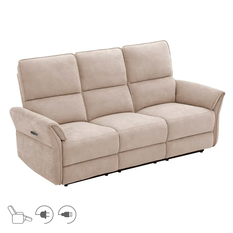 Reclinersofa Ravdal 3-seter med elektrisk mekanisme - lysebrun - Møbler - Sofaer - Reclinersofaer - 3 seters kinosofa & reclinersofa