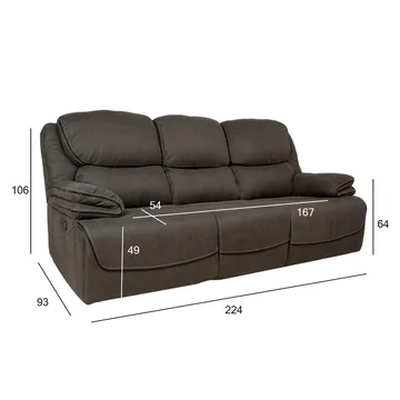 Reclinersofa Sälmar 3-seter med manuell mekanisme - grå - Møbler - Sofaer - Reclinersofaer - 3 seters kinosofa & reclinersofa