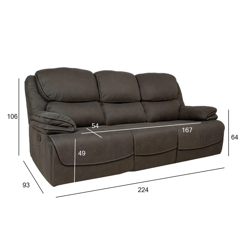 Reclinersofa Sälmar 3-seter med manuell mekanisme - grå - Møbler - Sofaer - Reclinersofaer - 3 seters kinosofa & reclinersofa