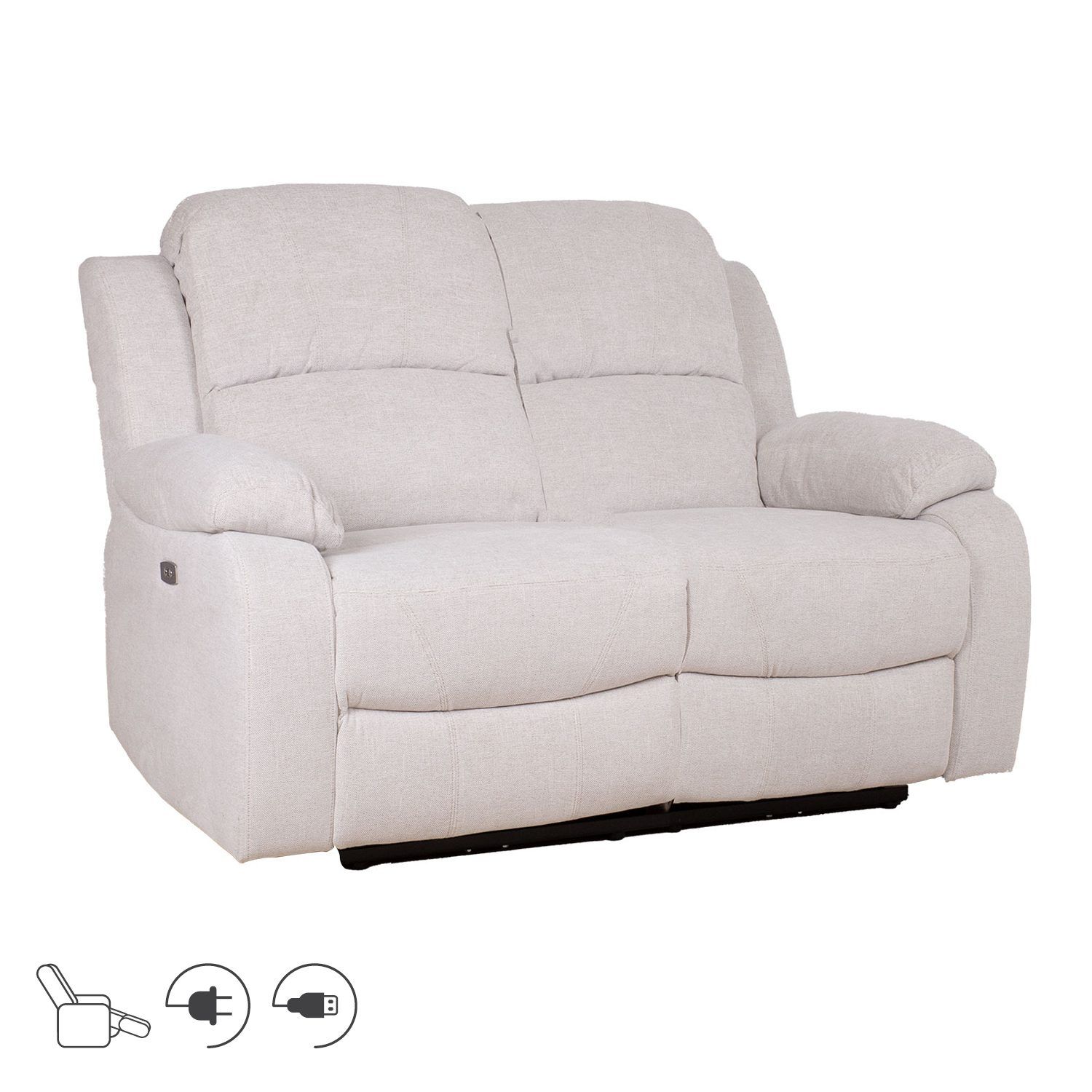 Reclinersofa Tränor 2-seter med elektrisk mekanisme - naturhvit