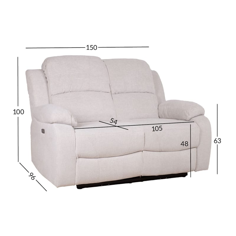 Reclinersofa Tränor 2-seter med elektrisk mekanisme - naturhvit - Møbler - Sofaer - Reclinersofaer - 2 seters kinosofa & reclinersofa