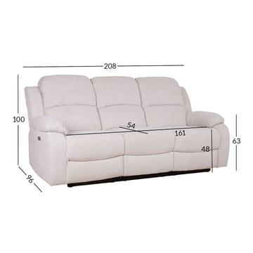 Reclinersofa Tränor 3-seter med elektrisk mekanisme - naturhvit - Møbler - Sofaer - Reclinersofaer - 3 seters kinosofa & reclinersofa