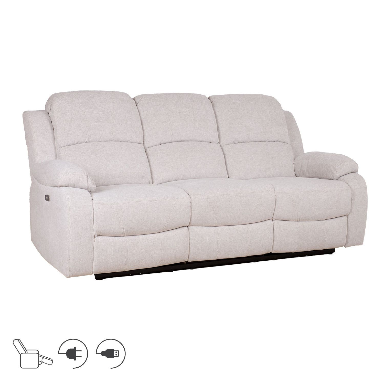 Reclinersofa Tränor 3-seter med elektrisk mekanisme - naturhvit