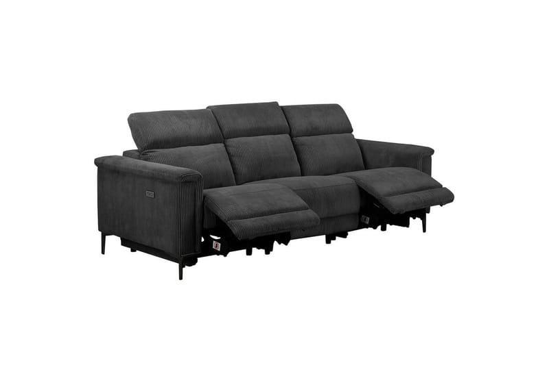 Reclinersofa uten hjørne Loft24 Lund reclinersofa 3-seter Grå - Møbler - Sofaer - Reclinersofaer - 3 seters kinosofa & reclinersofa