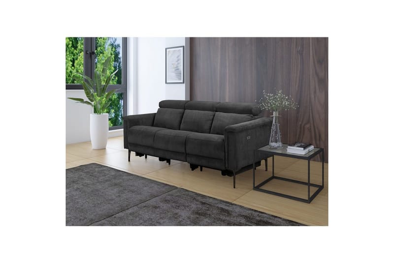Reclinersofa uten hjørne Loft24 Lund reclinersofa 3-seter Grå - Møbler - Sofaer - Reclinersofaer - 3 seters kinosofa & reclinersofa