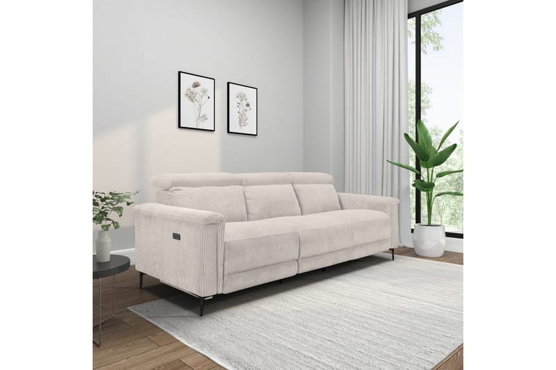Reclinersofa uten hjørne Loft24 Lund reclinersofa 3-seter Vit - Møbler - Sofaer - Reclinersofaer - 3 seters kinosofa & reclinersofa
