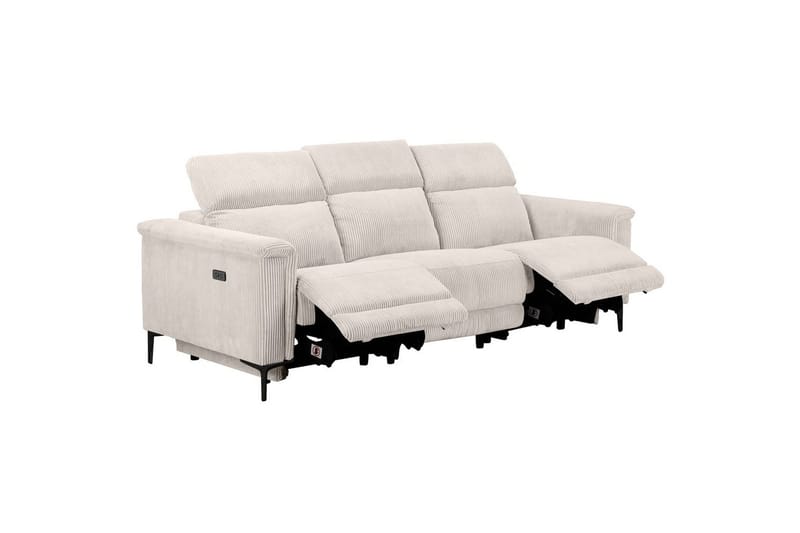 Reclinersofa uten hjørne Loft24 Lund reclinersofa 3-seter Vit - Møbler - Sofaer - Reclinersofaer - 3 seters kinosofa & reclinersofa