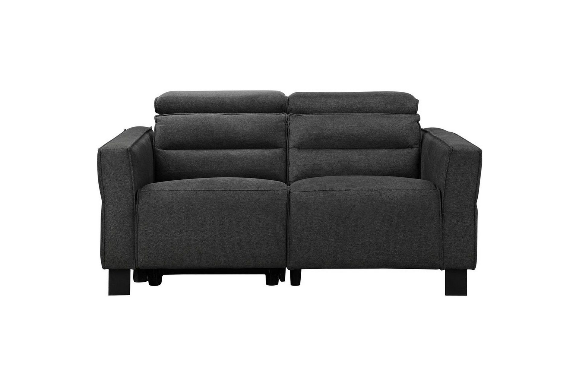 Reclinersofa uten hjørne Loft24 Sofa 2-seter Loft24 Carpari med elektrisk oppfellbart fotstøtte Grå Belfast-stoff -