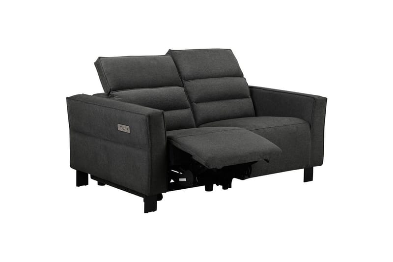 Reclinersofa uten hjørne Loft24 Sofa 2-seter Loft24 Carpari med elektrisk oppfellbart fotstøtte Grå Belfast-stoff - Møbler - Sofaer - Reclinersofaer - 2 seters kinosofa & reclinersofa