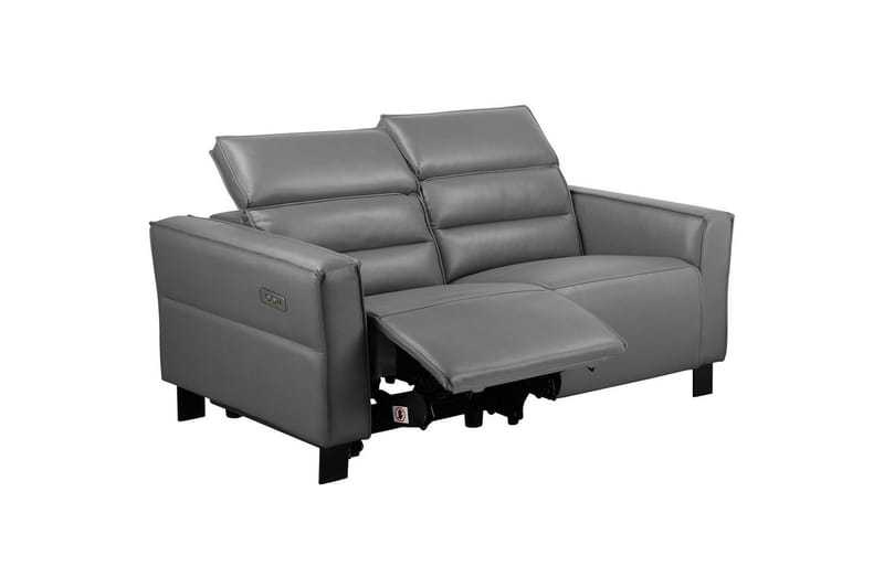 Reclinersofa uten hjørne Loft24 Sofa 2-seter Loft24 Carpari med elektrisk oppfellbart fotstøtte Grå Kunstskinn - Møbler - Sofaer - Reclinersofaer - 2 seters kinosofa & reclinersofa