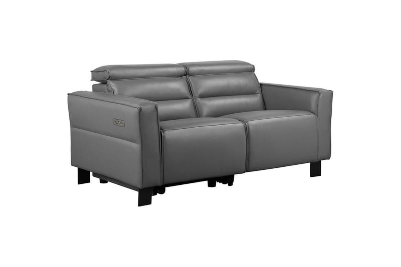 Reclinersofa uten hjørne Loft24 Sofa 2-seter Loft24 Carpari med elektrisk oppfellbart fotstøtte Grå Kunstskinn - Møbler - Sofaer - Reclinersofaer - 2 seters kinosofa & reclinersofa