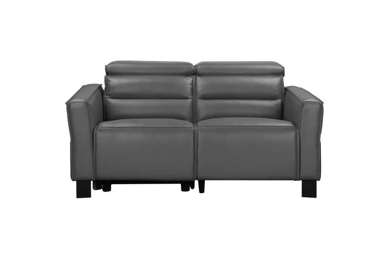 Reclinersofa uten hjørne Loft24 Sofa 2-seter Loft24 Carpari med elektrisk oppfellbart fotstøtte Grå Kunstskinn - Møbler - Sofaer - Reclinersofaer - 2 seters kinosofa & reclinersofa