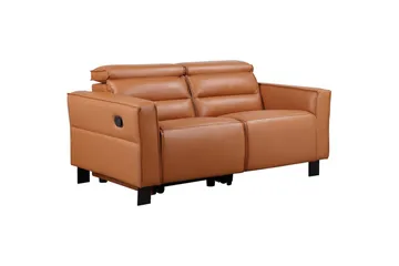 Reclinersofa uten hjørne Loft24 Sofa 2-seter Loft24 Carpari med manuelt oppfellbart fotstøtte Brun Belfast-stoff - Møbler - Sofaer - Reclinersofaer - 2 seters kinosofa & reclinersofa