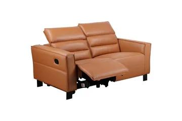 Reclinersofa uten hjørne Loft24 Sofa 2-seter Loft24 Carpari med manuelt oppfellbart fotstøtte Brun Belfast-stoff - Møbler - Sofaer - Reclinersofaer - 2 seters kinosofa & reclinersofa