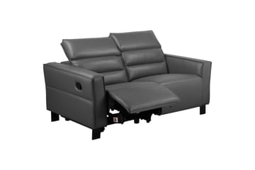 Reclinersofa uten hjørne Loft24 Sofa 2-seter Loft24 Carpari med manuelt oppfellbart fotstøtte Grå Kunstskinn - Møbler - Sofaer - Reclinersofaer - 2 seters kinosofa & reclinersofa