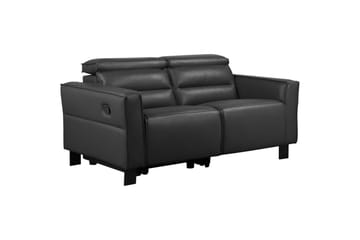 Reclinersofa uten hjørne Loft24 Sofa 2-seter Loft24 Carpari med manuelt oppfellbart fotstøtte Svart Kunstskinn - Møbler - Sofaer - Reclinersofaer - 2 seters kinosofa & reclinersofa