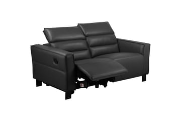 Reclinersofa uten hjørne Loft24 Sofa 2-seter Loft24 Carpari med manuelt oppfellbart fotstøtte Svart Kunstskinn - Møbler - Sofaer - Reclinersofaer - 2 seters kinosofa & reclinersofa