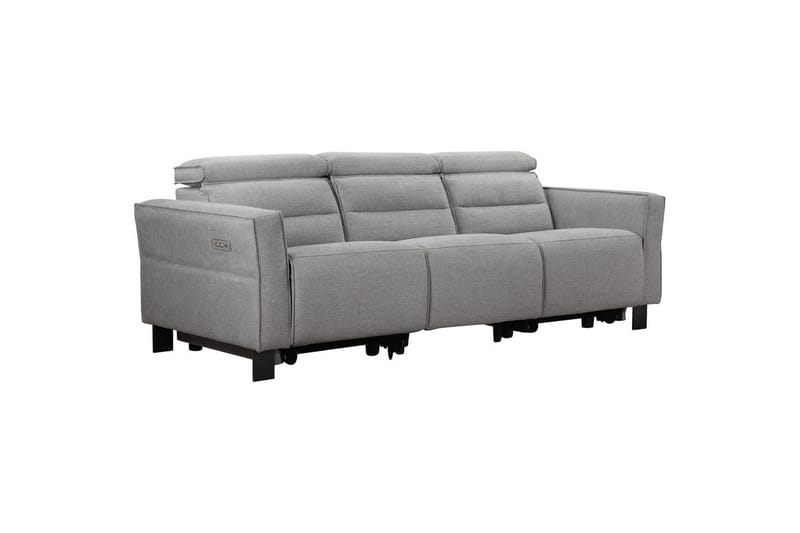 Reclinersofa uten hjørne Loft24 Sofa 3-seter Loft24 Carpari med 2 elektriske reclinere Grå1 Belfast-stoff - Møbler - Sofaer - Reclinersofaer