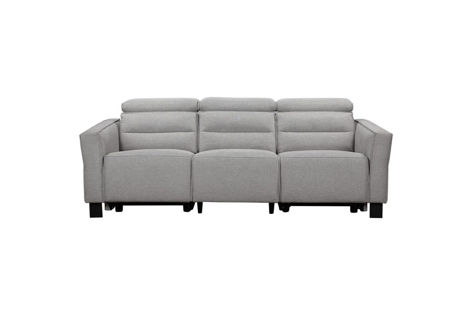 Reclinersofa uten hjørne Loft24 Sofa 3-seter Loft24 Carpari med 2 elektriske reclinere Grå1 Belfast-stoff -