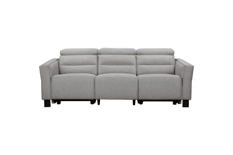 Reclinersofa uten hjørne Loft24 Sofa 3-seter Loft24 Carpari med 2 elektriske reclinere Grå1 Belfast-stoff - Møbler - Sofaer - Reclinersofaer