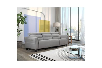 Reclinersofa uten hjørne Loft24 Sofa 3-seter Loft24 Carpari med 2 elektriske reclinere Grå1 Belfast-stoff - Møbler - Sofaer - Reclinersofaer