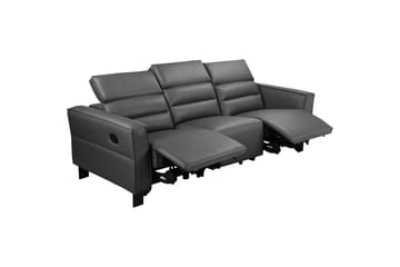 Reclinersofa uten hjørne Loft24 Sofa 3-seter Loft24 Carpari med 2 manuelle oppfellbare fotstøtter Grå Belfast-stoff - Møbler - Sofaer - Reclinersofaer - 3 seters kinosofa & reclinersofa