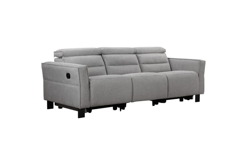 Reclinersofa uten hjørne Loft24 Sofa 3-seter Loft24 Carpari med 2 manuelle oppfellbare fotstøtter Grå1 Belfast-stoff - Møbler - Sofaer - Reclinersofaer - 3 seters kinosofa & reclinersofa