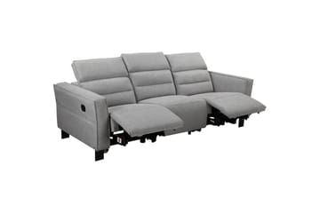 Reclinersofa uten hjørne Loft24 Sofa 3-seter Loft24 Carpari med 2 manuelle oppfellbare fotstøtter Grå1 Belfast-stoff - Møbler - Sofaer - Reclinersofaer - 3 seters kinosofa & reclinersofa