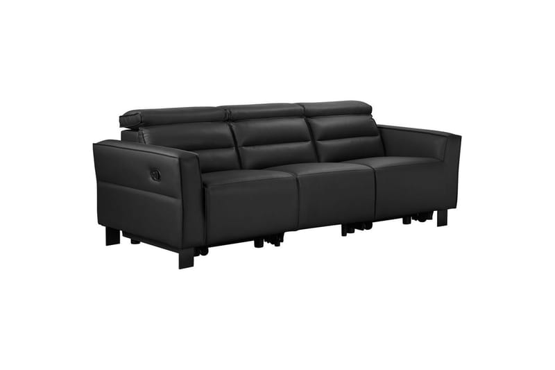 Reclinersofa uten hjørne Loft24 Sofa 3-seter Loft24 Carpari med 2 manuelle oppfellbare fotstøtter Svart Belfast-stoff - Møbler - Sofaer - Reclinersofaer - 3 seters kinosofa & reclinersofa