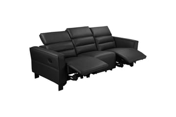 Reclinersofa uten hjørne Loft24 Sofa 3-seter Loft24 Carpari med 2 manuelle oppfellbare fotstøtter Svart Belfast-stoff - Møbler - Sofaer - Reclinersofaer - 3 seters kinosofa & reclinersofa