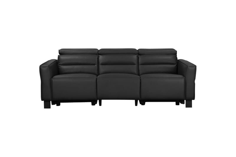 Reclinersofa uten hjørne Loft24 Sofa 3-seter Loft24 Carpari med 2 manuelle oppfellbare fotstøtter Svart Belfast-stoff - Møbler - Sofaer - Reclinersofaer - 3 seters kinosofa & reclinersofa