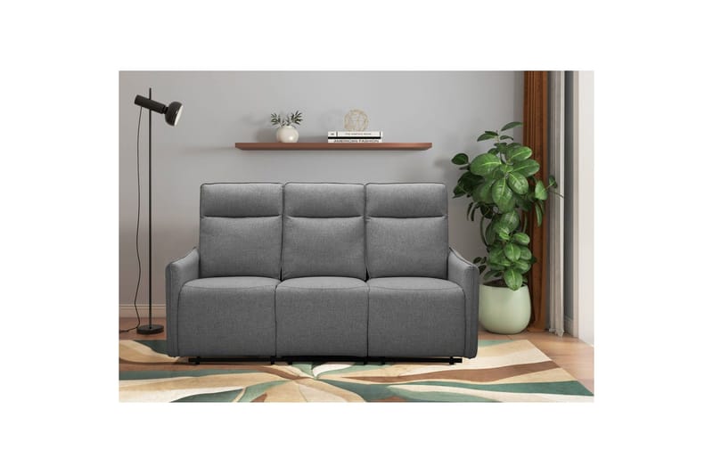 Reclinersofa uten hjørne Loft24 Sofa 3-seter Loft24 Lugo Grå 100 % polyester - Møbler - Sofaer - Reclinersofaer - 3 seters kinosofa & reclinersofa