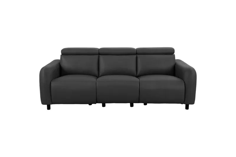 Reclinersofa uten hjørne Loft24 Sofa 3-seter Loft24 Skaane med 2 elektriske reclinere Grå Kunstskinn - Møbler - Sofaer - Reclinersofaer - 3 seters kinosofa & reclinersofa