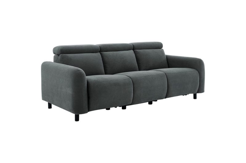 Reclinersofa uten hjørne Loft24 Sofa 3-seter Loft24 Skaane med 2 elektriske reclinere Grå Manchester - Møbler - Sofaer - Reclinersofaer - 3 seters kinosofa & reclinersofa