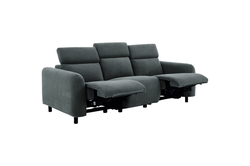 Reclinersofa uten hjørne Loft24 Sofa 3-seter Loft24 Skaane med 2 elektriske reclinere Grå Manchester - Møbler - Sofaer - Reclinersofaer - 3 seters kinosofa & reclinersofa