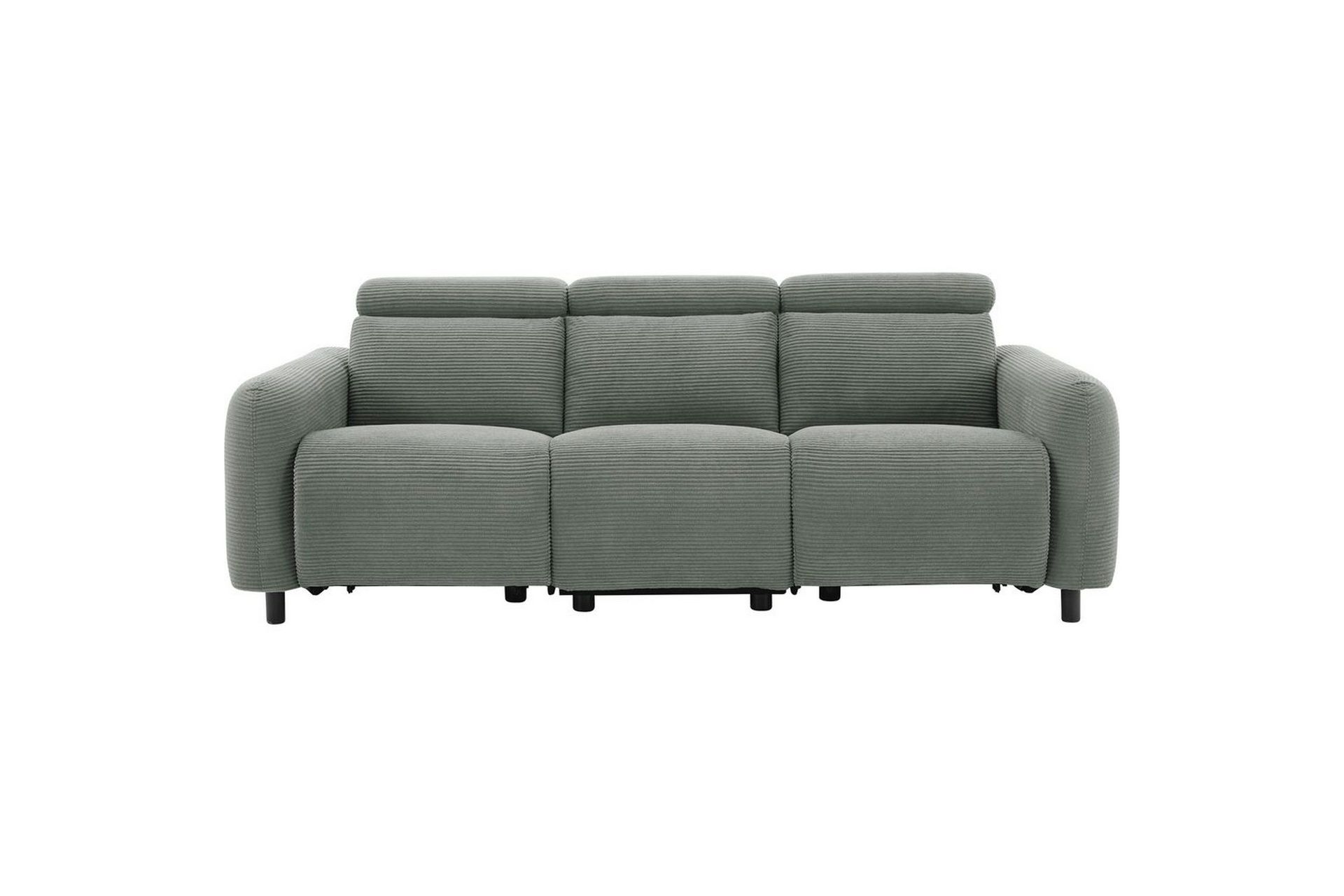 Reclinersofa uten hjørne Loft24 Sofa 3-seter Loft24 Skaane med 2 elektriske reclinere Grå Manchester -
