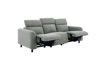 Reclinersofa uten hjørne Loft24 Sofa 3-seter Loft24 Skaane med 2 elektriske reclinere Grå Manchester - Møbler - Sofaer - Reclinersofaer - 3 seters kinosofa & reclinersofa