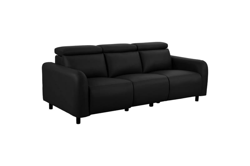 Reclinersofa uten hjørne Loft24 Sofa 3-seter Loft24 Skaane med 2 elektriske reclinere Svart Kunstskinn - Møbler - Sofaer - Reclinersofaer - 3 seters kinosofa & reclinersofa