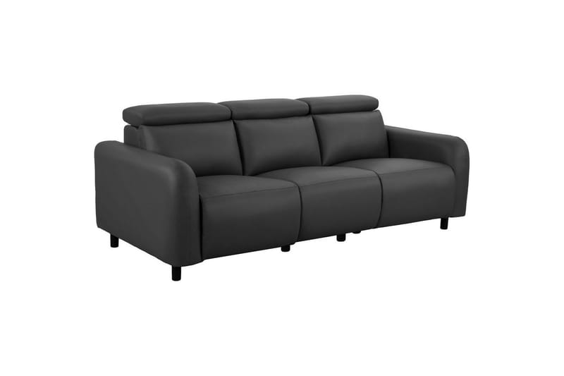 Reclinersofa uten hjørne Loft24 Sofa 3-seter Loft24 Skaane med 2 manuelle reclinere Grå Kunstskinn - Møbler - Sofaer - Reclinersofaer - 3 seters kinosofa & reclinersofa