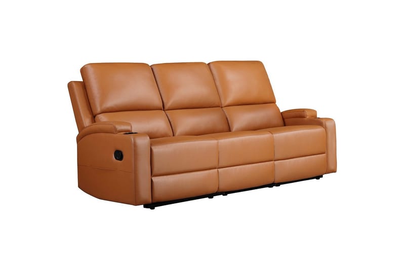 Reclinersofa uten hjørne Loft24 Sofa 3-seters Loft24 Dallas Brun Kunstskinn - Møbler - Sofaer - Reclinersofaer - 3 seters kinosofa & reclinersofa