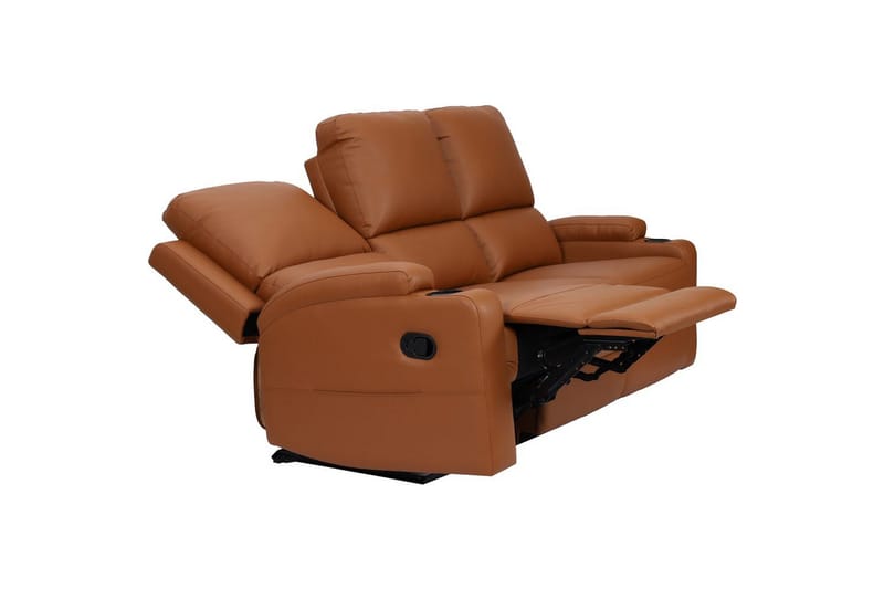 Reclinersofa uten hjørne Loft24 Sofa 3-seters Loft24 Dallas Brun Kunstskinn - Møbler - Sofaer - Reclinersofaer - 3 seters kinosofa & reclinersofa