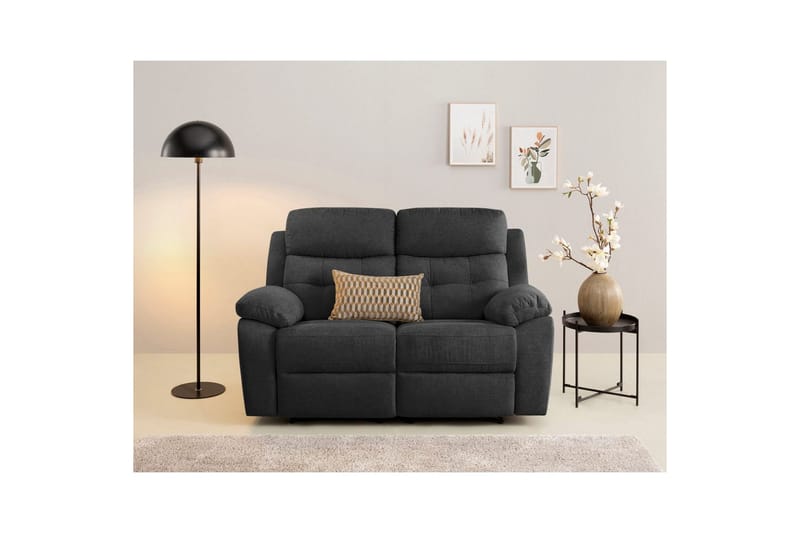 Sofa 2-seter Lannilis Antrasitt, Stoff/tre/metall - Antrasitt, Stoff/tre/metall - Møbler - Sofaer - Reclinersofaer - 2 seters kinosofa & reclinersofa