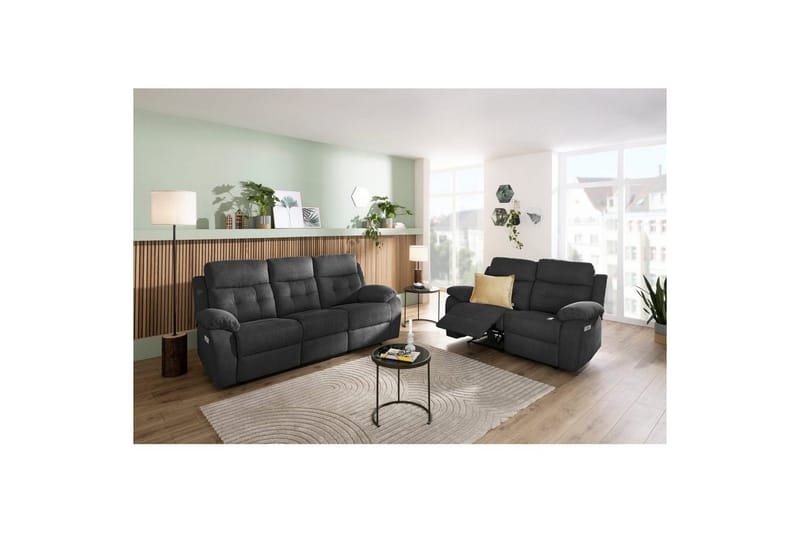 Sofa 2-seter Lannilis Antrasitt, Stoff/tre/metall - Antrasitt, Stoff/tre/metall - Møbler - Sofaer - Reclinersofaer - 2 seters kinosofa & reclinersofa