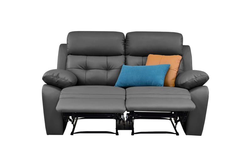 Sofa 2-seter Lannilis Grå, PU/tre/metall - Grå, PU/tre/metall - Møbler - Sofaer - Reclinersofaer - 2 seters kinosofa & reclinersofa