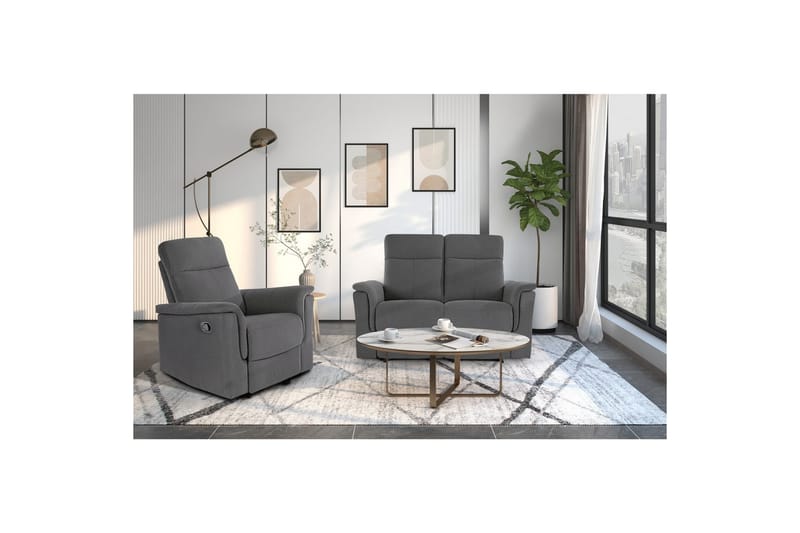 Sofa 2-seter Southbrook Antrasitt, Stoff/tre/metall, Elektrisk recliner - Antrasitt, Stoff/tre/metall, Elektrisk recliner - Møbler - Sofaer - Reclinersofaer - 2 seters kinosofa & reclinersofa