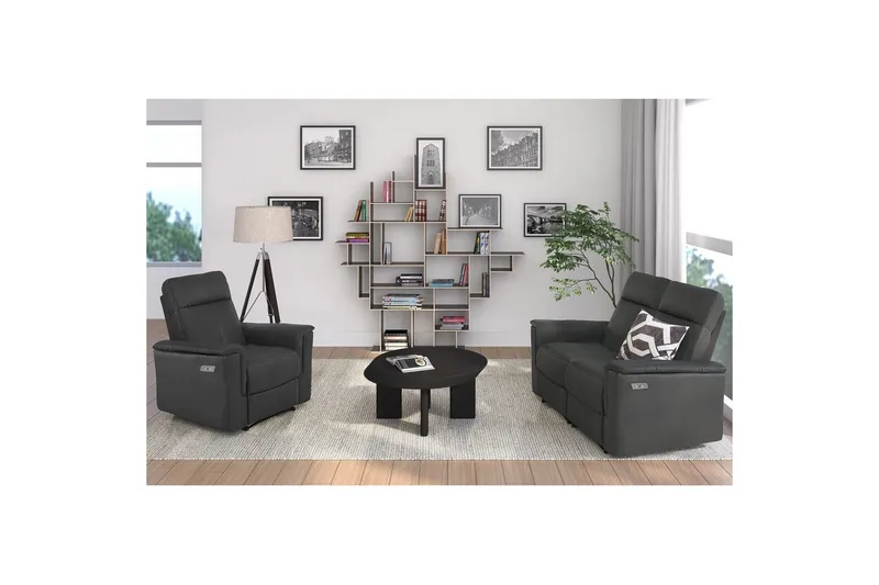 Sofa 2-seter Southbrook Grå, PU/tre/metall, Elektrisk recliner - Grå, PU/tre/metall, Elektrisk recliner - Møbler - Sofaer - Reclinersofaer - 2 seters kinosofa & reclinersofa